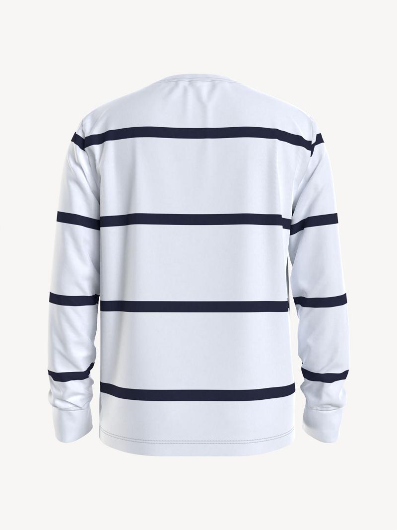 Fiú Tommy Hilfiger Stripe Long Sleeve Póló Fehér | HU 2295NWY